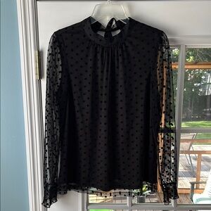 DR2 Sheer Black Polka Dot Blouse